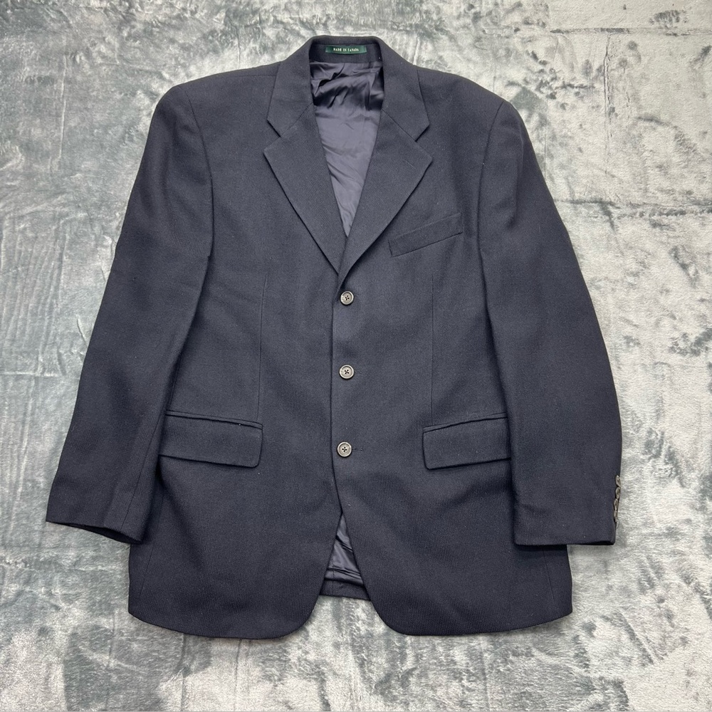 Ralph‎ Lauren 40R Men's Black Blazer Sport Coat Jacket 100% Wool 3 Button